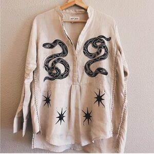 100% Linen Linocut Tunic